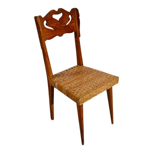 1940s Baroncini Firenze : set four oak & rattan chairs, Italy