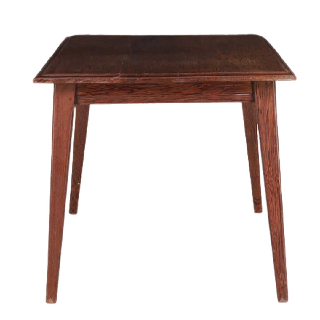 1960s French : small dark-stained oakwood side table