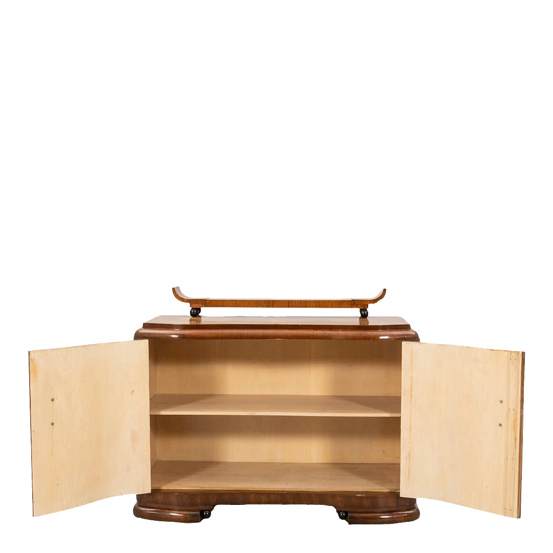 1920s Swedish Grace : Art Deco walnut briar bar cabinet