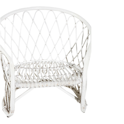 Pair 1960s Italian : white painted harlequin rattan garden chairs