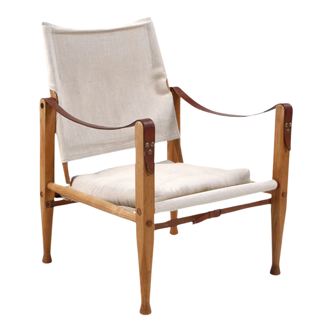 Kaare Klint 1930s design : safari chair + ottoman, Rud. Rasmussen