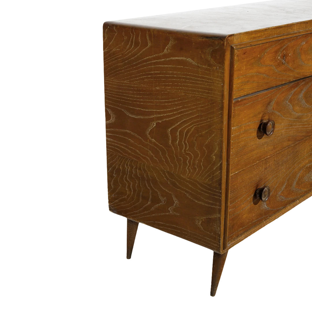 1940s Ruggero Rossi : 52" elmwood chest of drawers, Italy