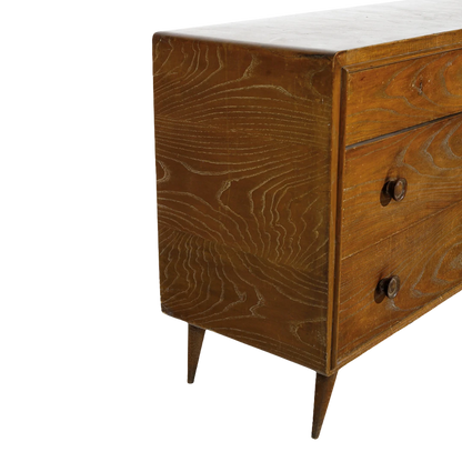 1940s Ruggero Rossi : 52" elmwood chest of drawers, Italy