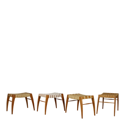 1950s Jan Vaněk : cotton strap stool for Krásná Jizba, Czech