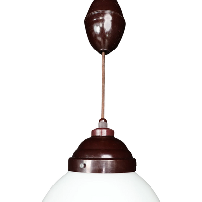 1920s French : opaline and bakelite adjustable ceiling pendant