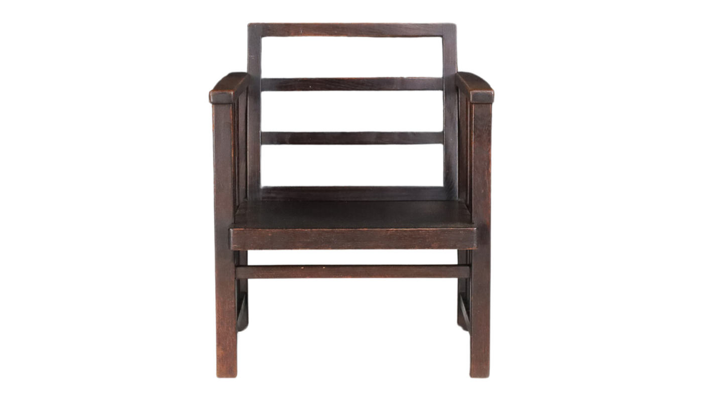 Early 1930s Dutch minimalist oakwood armchair