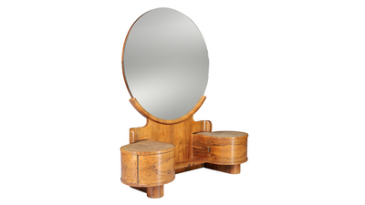 1930s Jindřich Halabala walnut dressing table & mirror