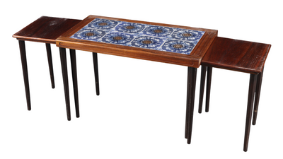 1960s Danish design rosewood tile top nesting tables