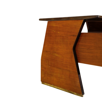 1950s Vittorio Dassi : desk in walnut & black glass, Italy