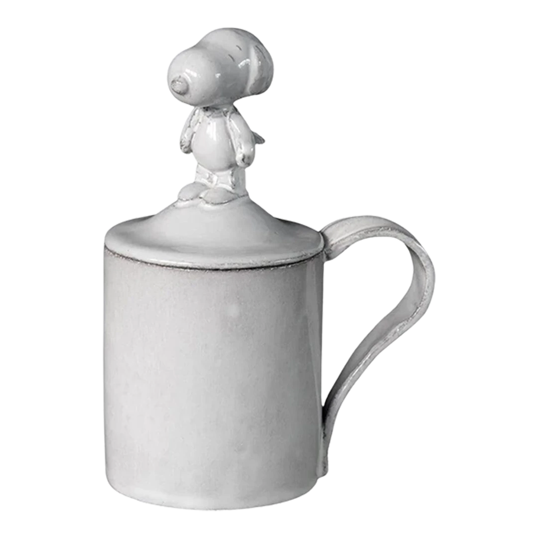 Astier de Villatte : ceramic mug with Snoopy figurine topper