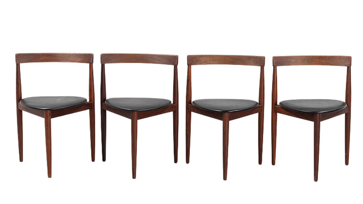Set four 1950s Hans Olsen "Roundette" chairs