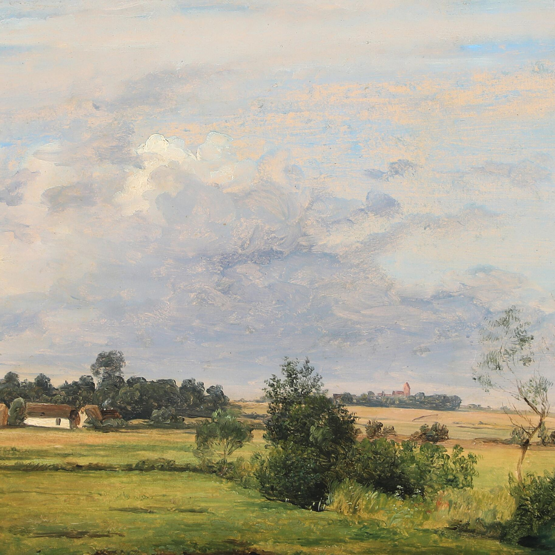 August Thomsen : landscape with a view towards a farmhouse