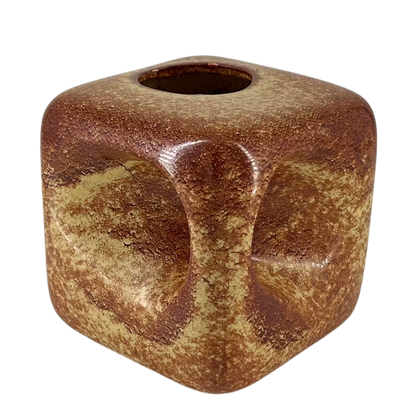 1970s Roberto Rigon : "cube" vase, screziato tabacco glaze