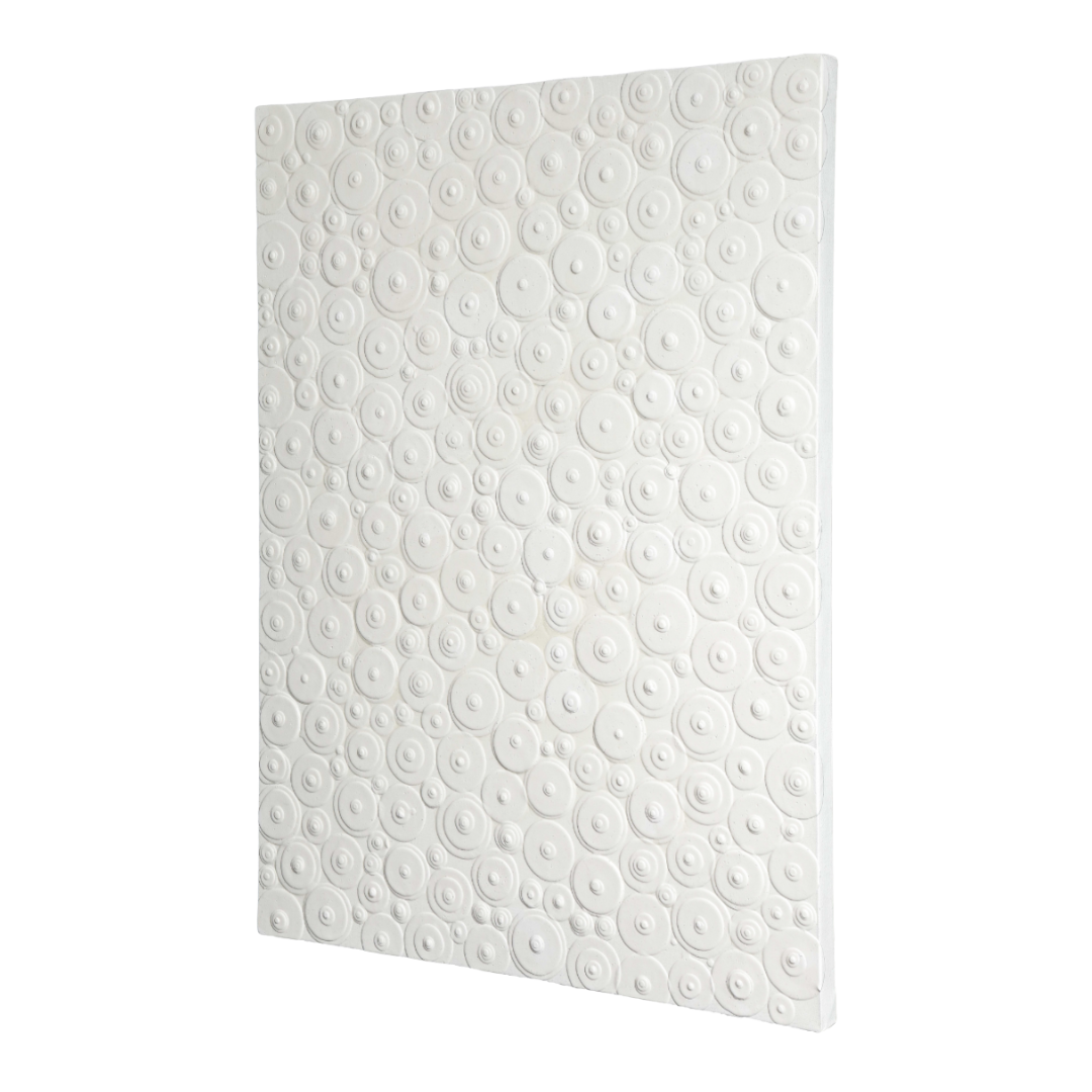 Jim Oliveira : White Colorpile Painting, Gloss & Ink on Belgian Linen, 2018