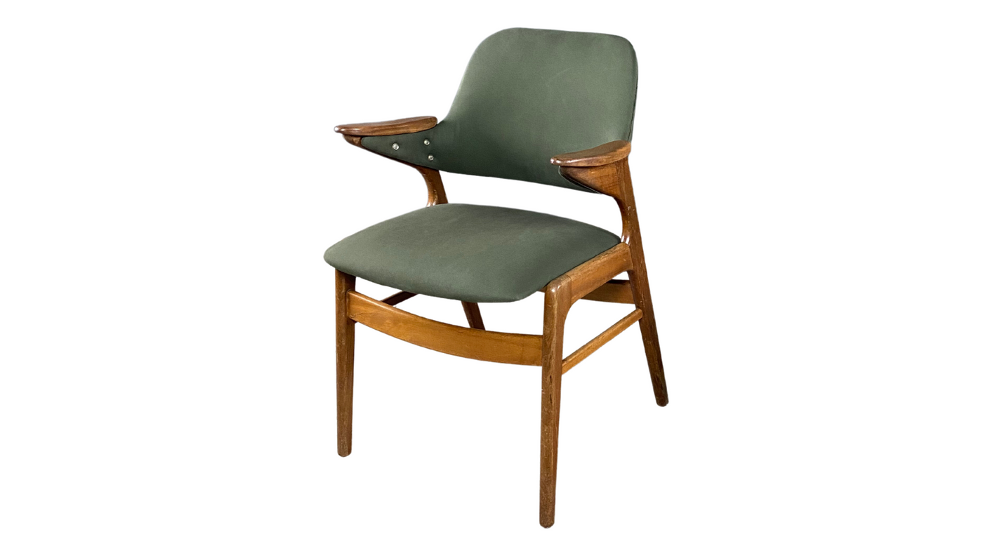 1950s Pynock Wierden teak & skai armchair, Netherlands