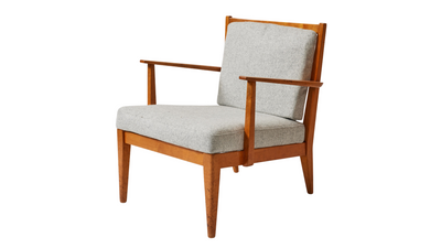 Late 1930s Jens Risom birchwood armchair & stool, Denmark