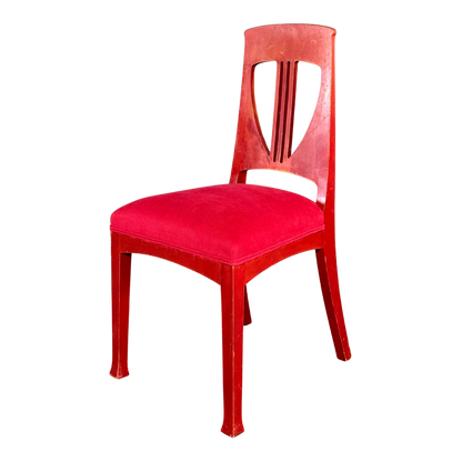 c1915 Swedish Grace : red painted Art Nouveau side chairs, set of four