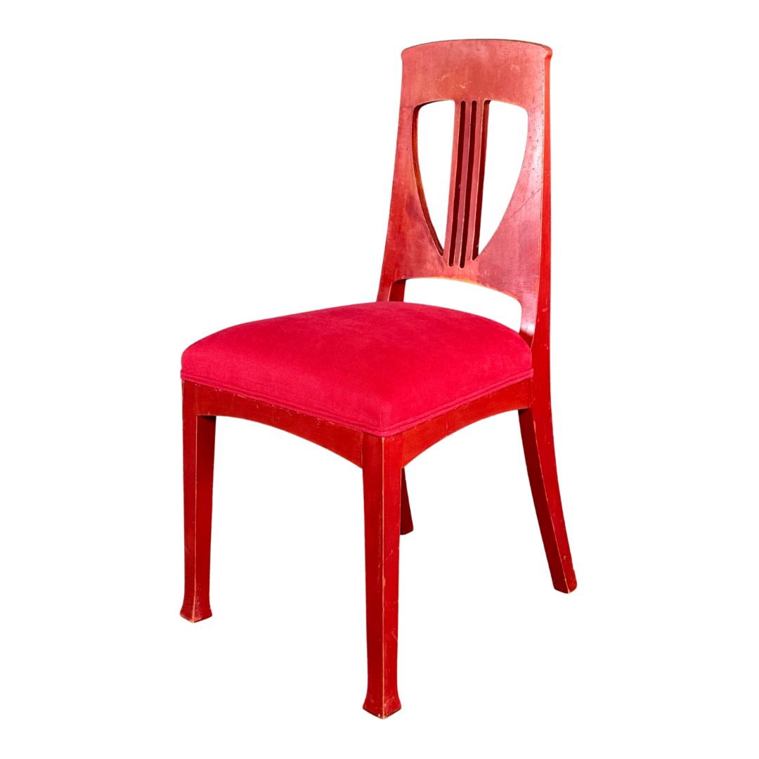 c1915 Swedish Grace : red painted Art Nouveau side chairs, set of four