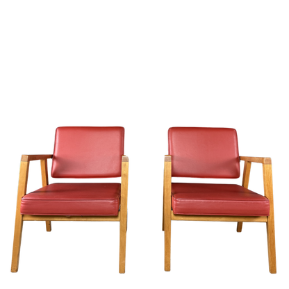 1950s Franco Albini : model 48 "Louisa" armchair in red leatherette