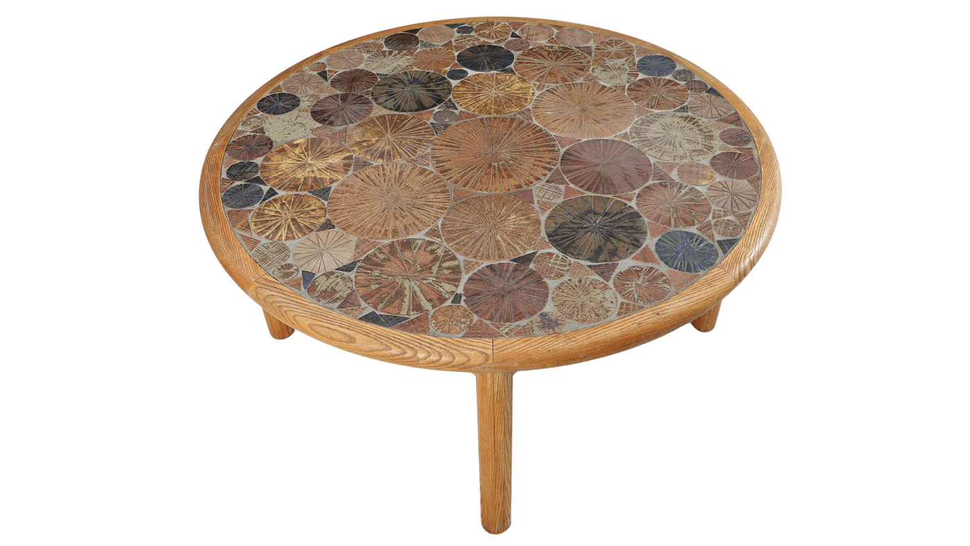 1970s Tue Poulsen oak & tile coffee table