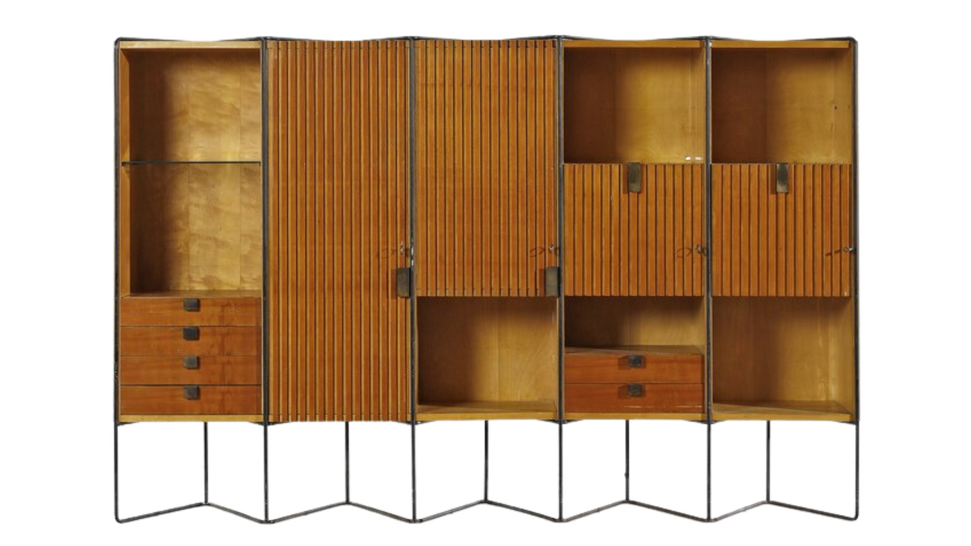 c1953 Taichiro Nakai cherrywood & brass 8.5' cabinet