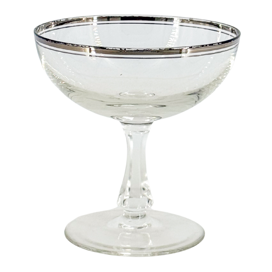 1950s American : set four silver-banded champagne coupe