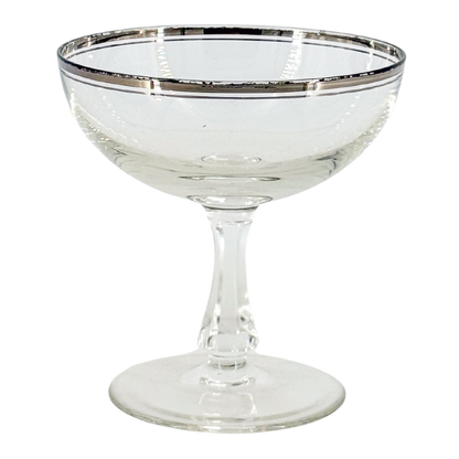 1950s American : set four silver-banded champagne coupe