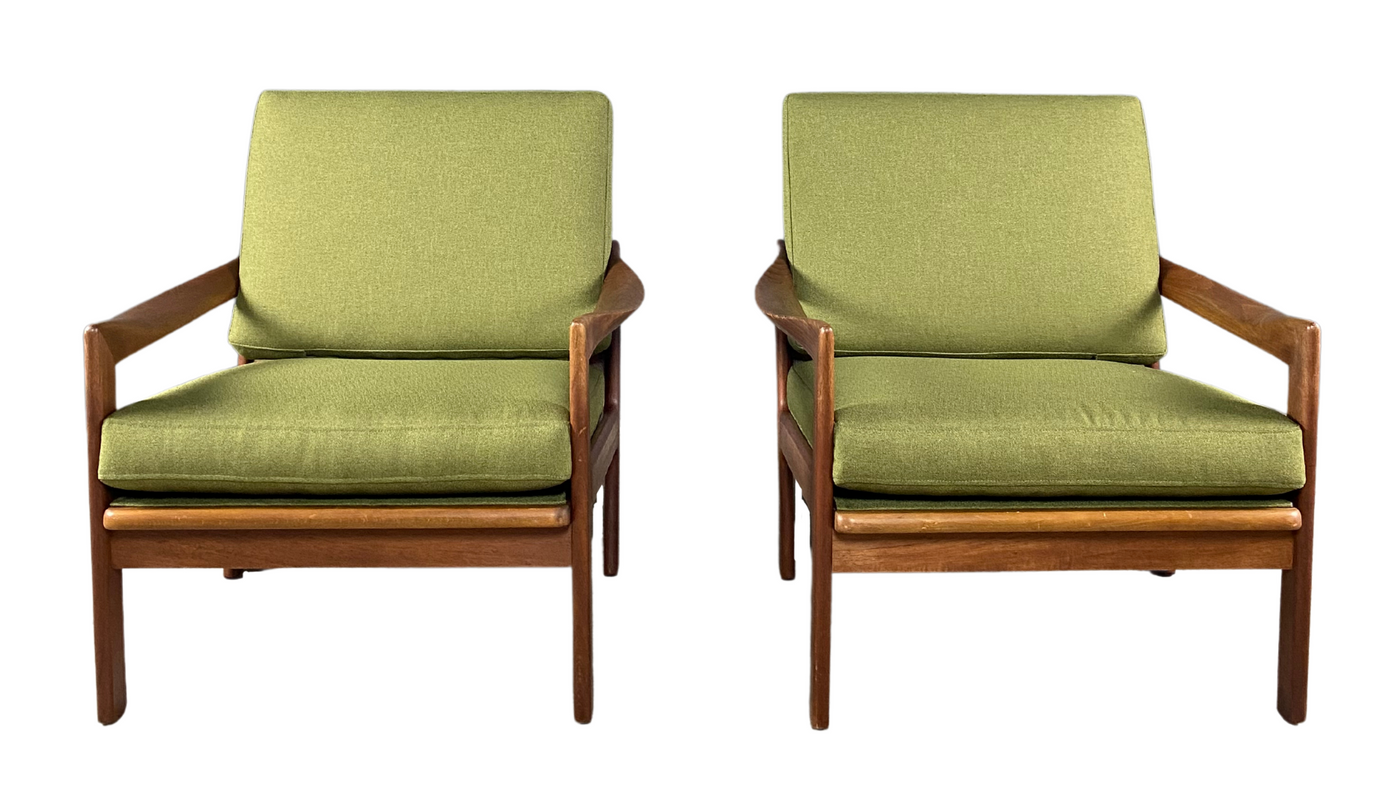 Pair 1960s Illum Wikkelsø teakwood armchairs, Denmark