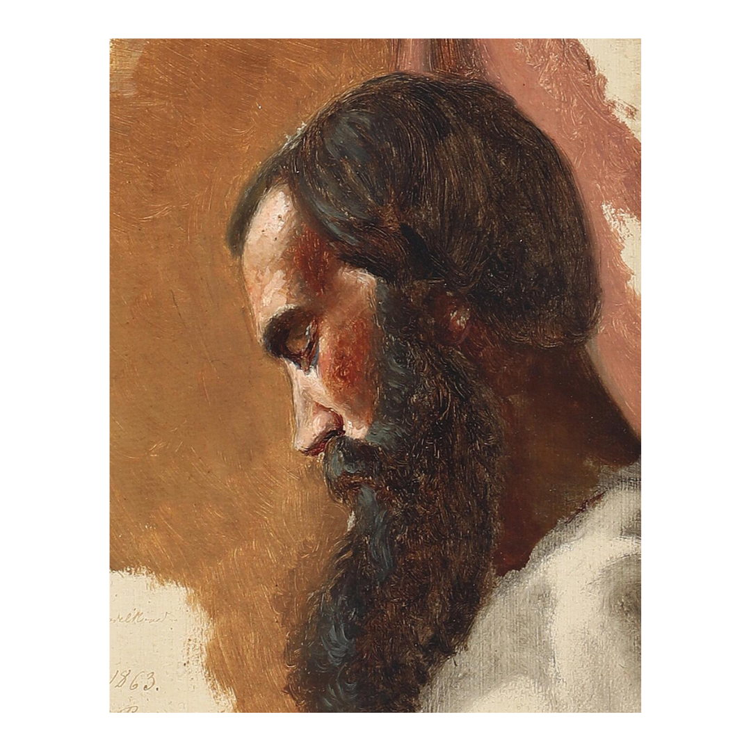 Albert Price (Danish) : 1863 dated portrait of a man in profile