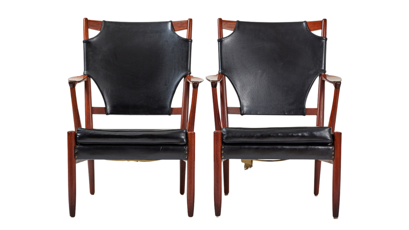 1960s Scandinavian polished teakwood & leatherette armchair