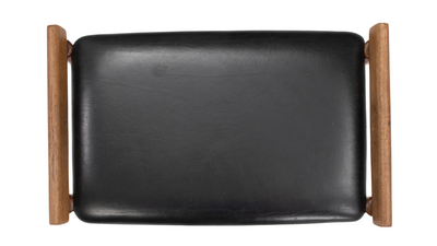 1950s Danish Design teakwood & black leather stool