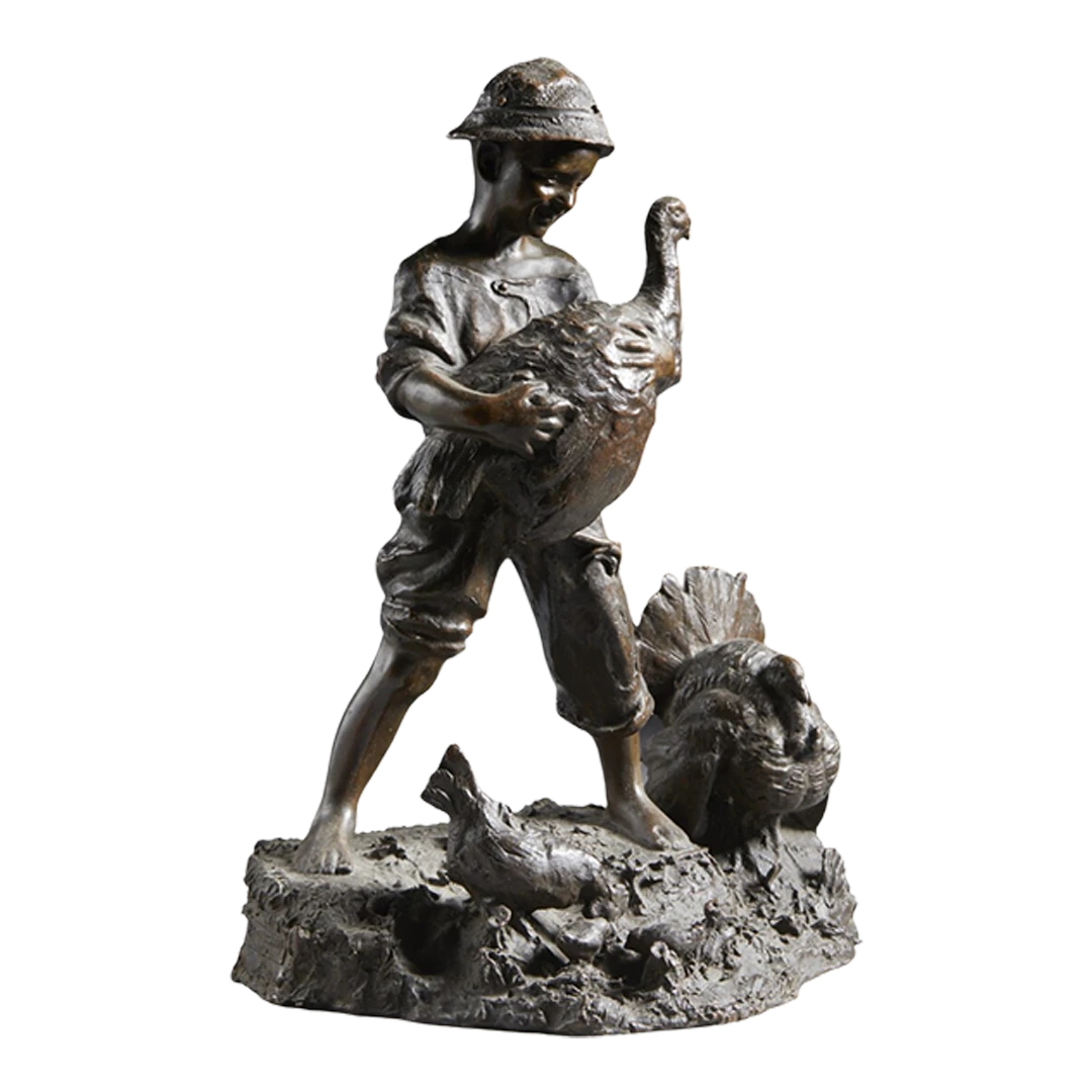 Giovanni De Martino, Italy : bronze young boy w/ chickens