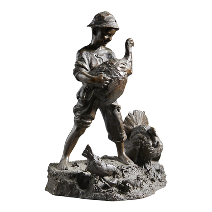 Giovanni De Martino, Italy : bronze young boy w/ chickens