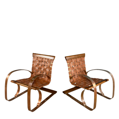 1980s Post Modern : steel, leather and wood cantilever spring chair