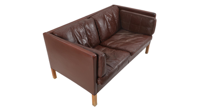 Børge Mogensen 2-seat brown leather sofa, Denmark