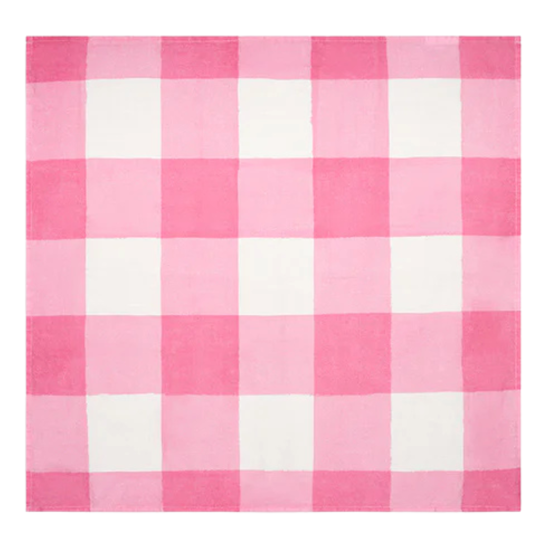 Summerill & Bishop : 'Gingham' Linen Napkin in Rose Pink, Set of 4