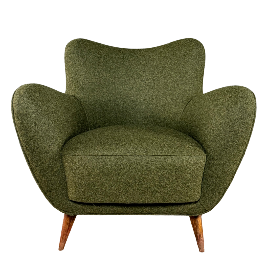 1950s Guglielmo Veronesi : pair of Italian butterfly lounge chair, felted wool