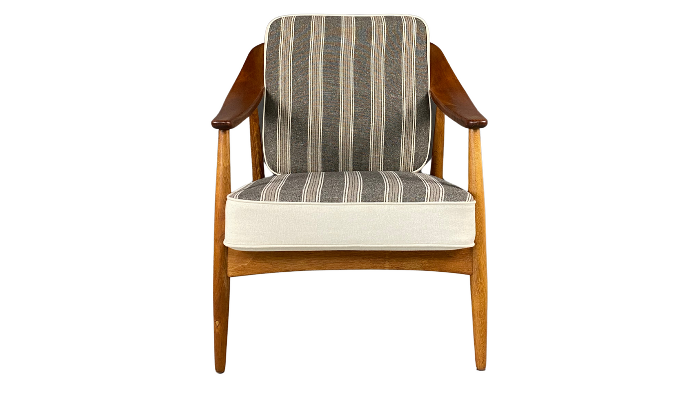 1950s Illum Wikkelsø striped armchair, Denmark