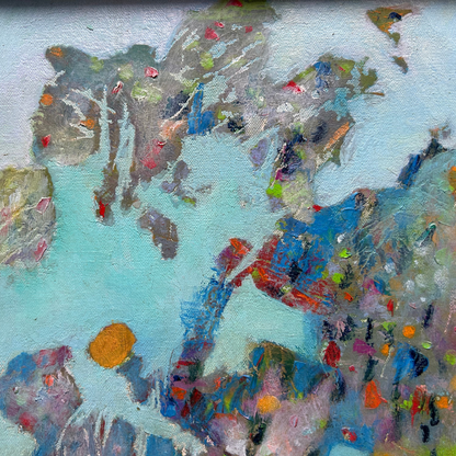 Mid-Century Eugene Arcieri : 17" x 15" abstract o/c, Woodstock artist