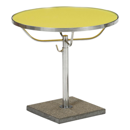 1980s DUX Sweden : pair 20" chromed side tables w/yellow glass tops