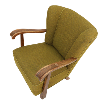 65 - 1940s Danish : Deco transitional sculpted upholstered armchair