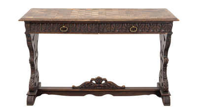 Early 1900s Dutch rococo carved oakwood console/desk