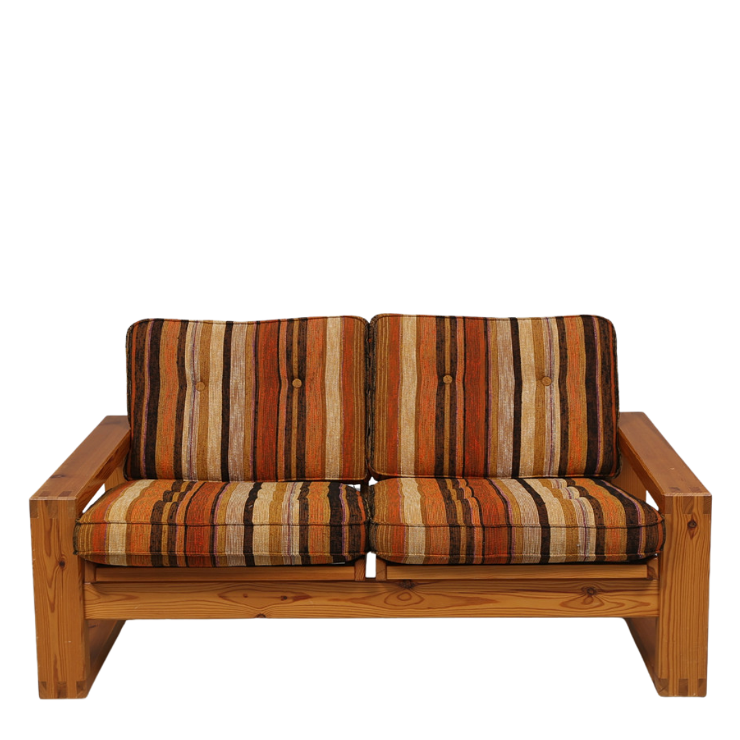 1970s Swedish : solid pinewood 2-seat sofa, style of Yngve Ekström