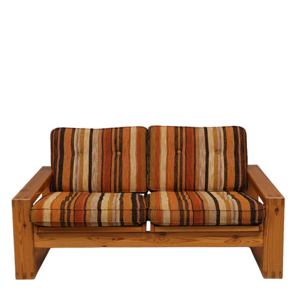 1970s Swedish : solid pinewood 2-seat sofa, style of Yngve Ekström