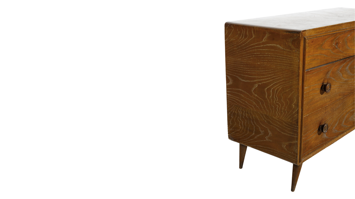 1940s Ruggero Rossi 52" elmwood chest of drawers, Italy