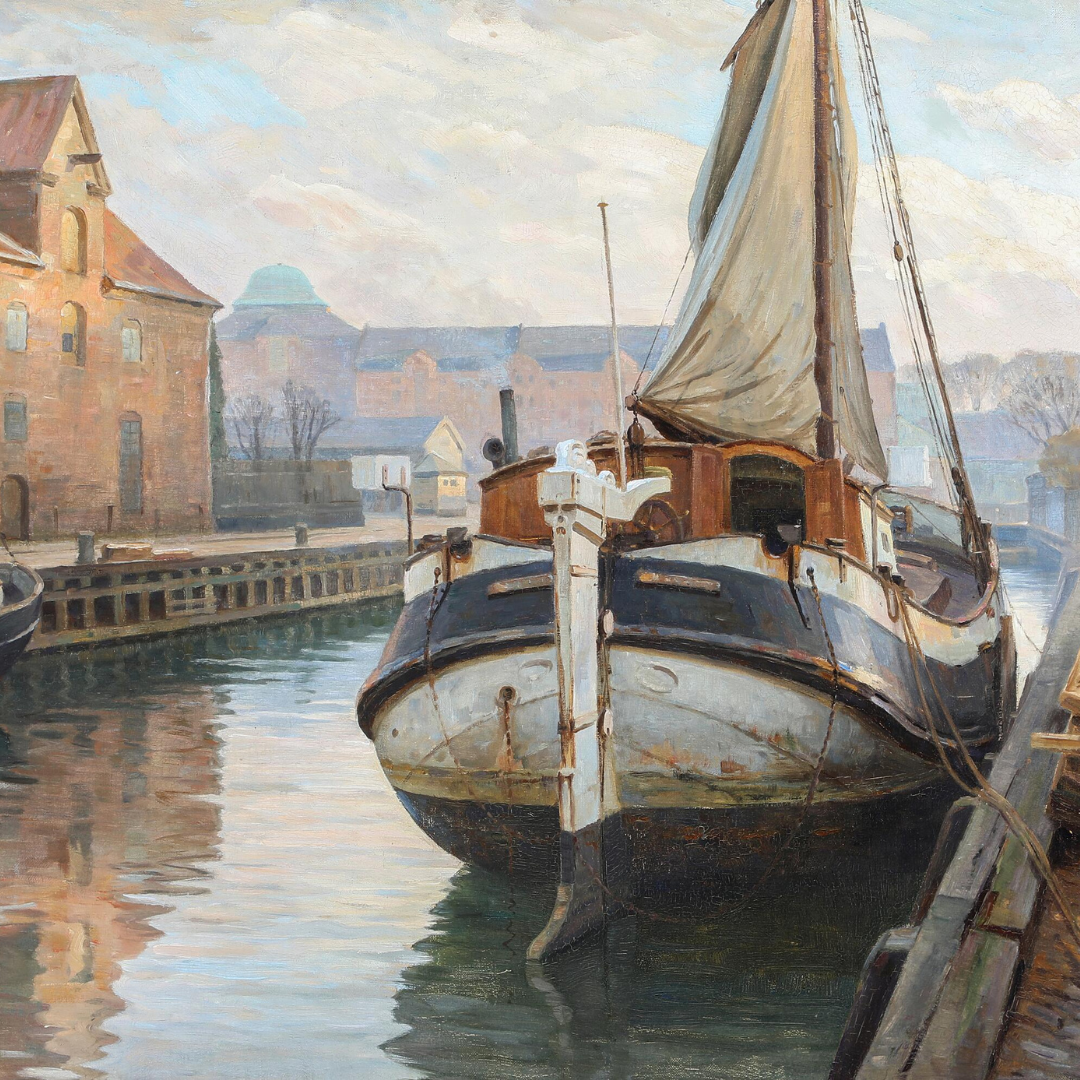 Axel Johansen : c1925 Frederiksholms canal harbor scene