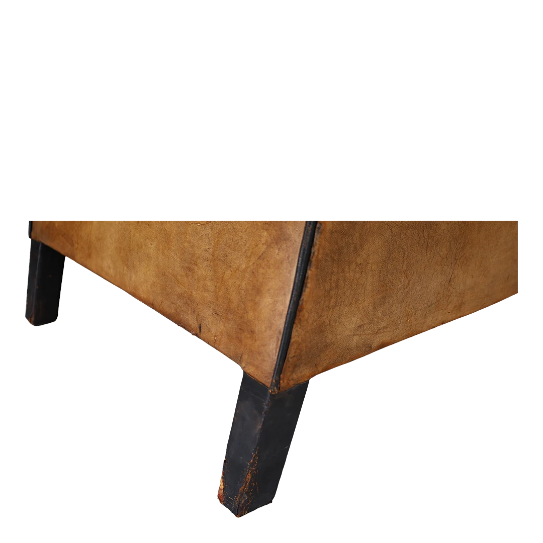 1970s Bart van Bekhoven : cognac leather Cocoon leather club chair, Dutch