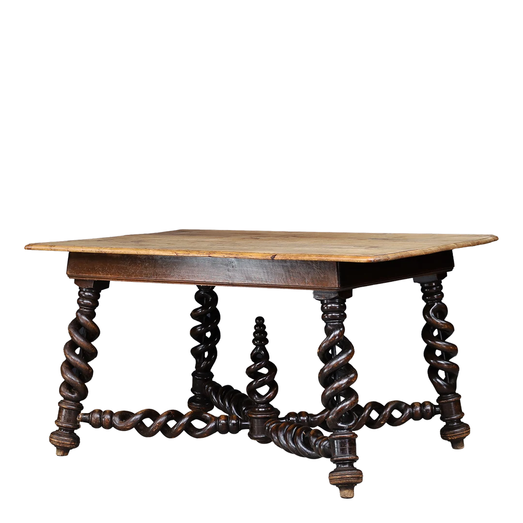 Late 19thc French : exceptionally Louis XIII revival spiral dining table