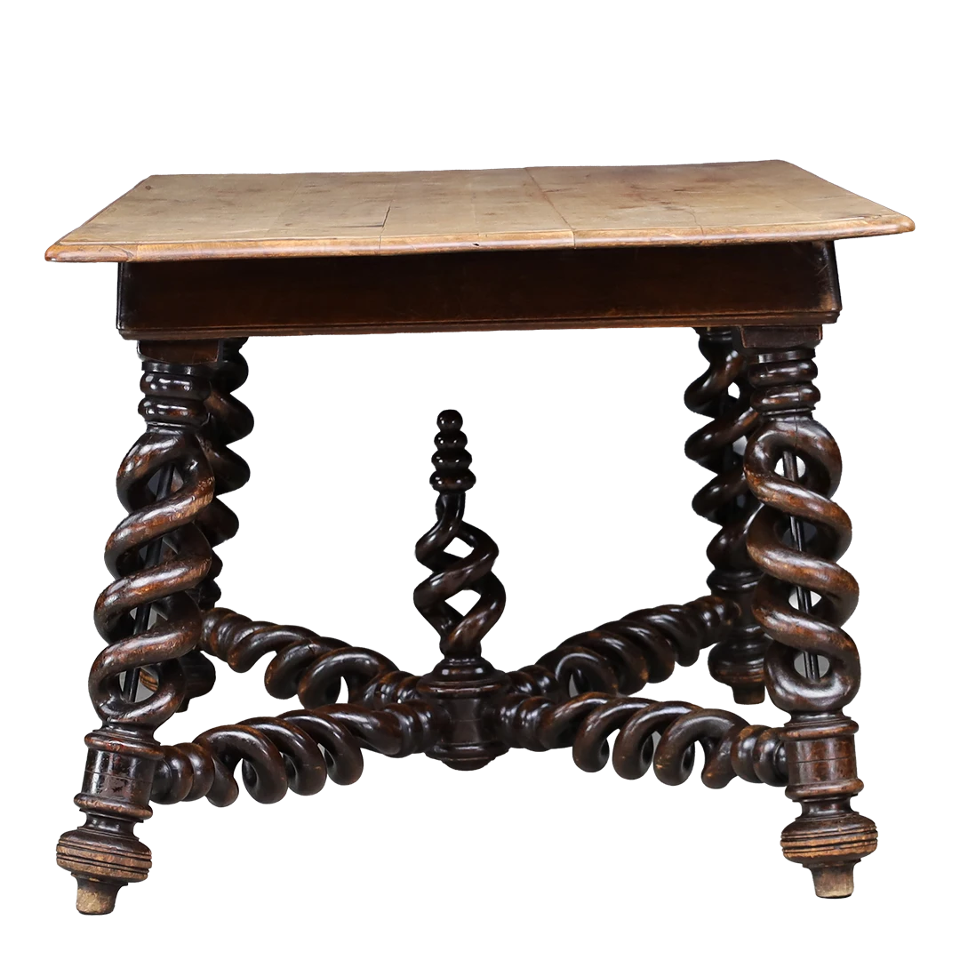 Late 19thc French : exceptionally Louis XIII revival spiral dining table