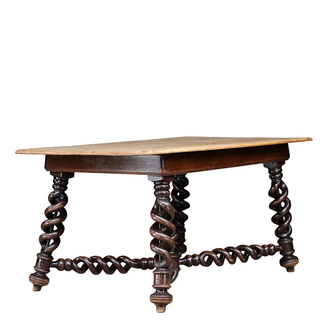 Late 19thc French : exceptionally Louis XIII revival spiral dining table
